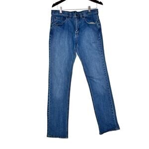 PrAna mens size 32X32.5 jeans 99% organic cotton blue straight zip-fly casual